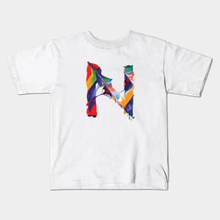 Colorful Painted Initial Letter N Kids T-Shirt